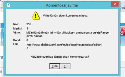 Komentosarjavirhe foorumissanne