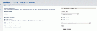 Muokkaa moduulia :: Upload extensions