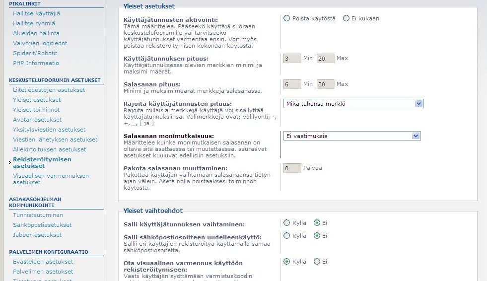 Kuvankaappaus hallintapaneelista